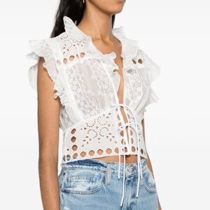 SANDRO broderie-anglaise Cropped blouse